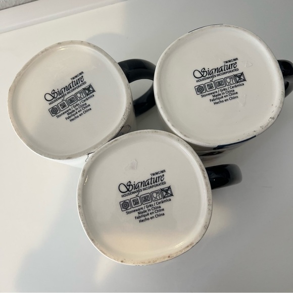 Hipster Animal Mugs Set of 3 Stoneware by Signature Housewares Cow Dog Llama EUC - Picture 6 of 10